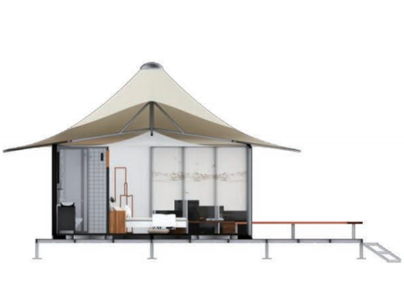 Tenda gonfiabile con struttura esagonale serie Wild Luxury